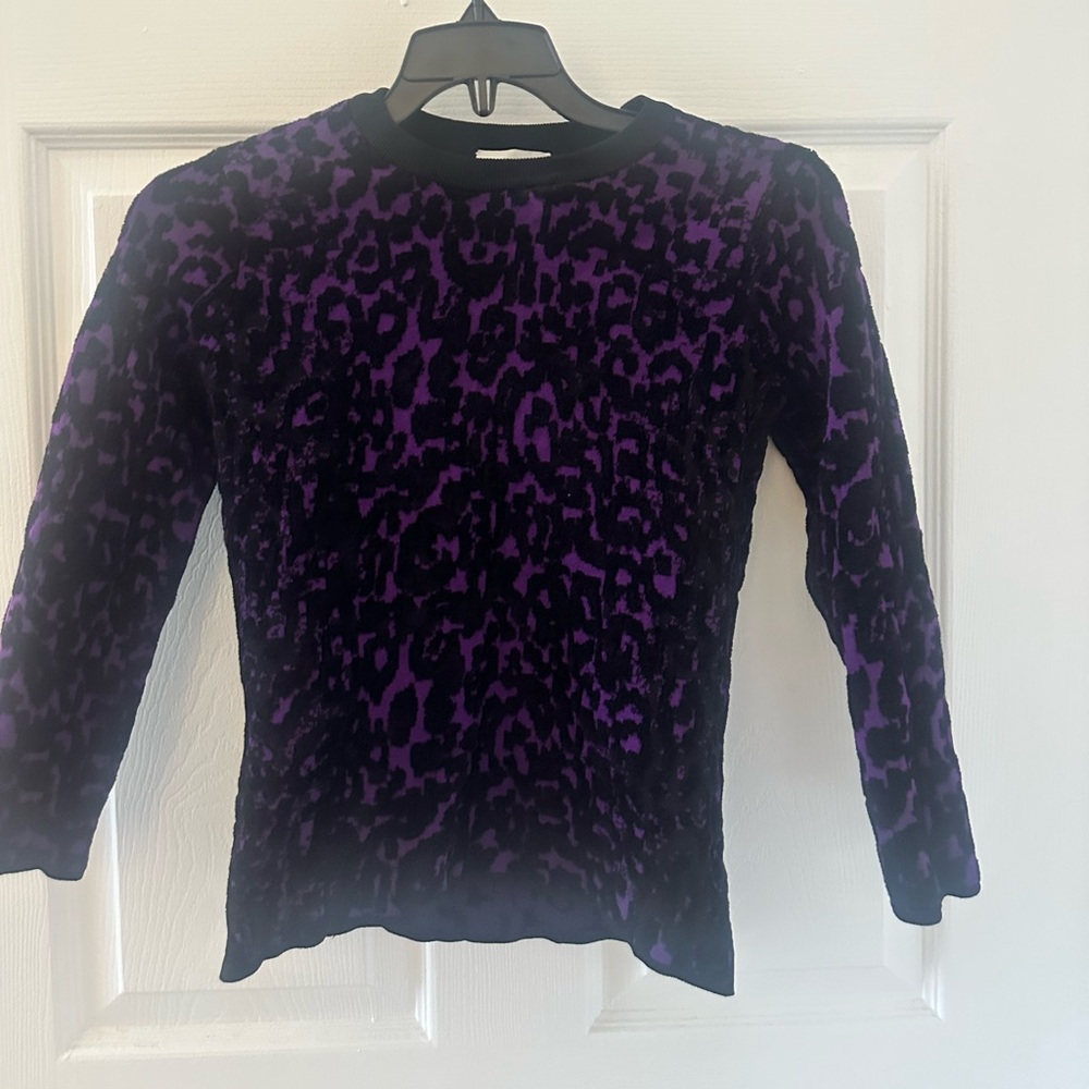 Purple and Black Leopard Print Sweater